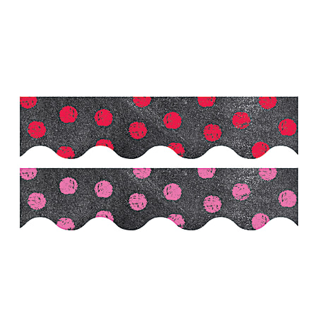 Educational Décor Border Pack, 2 1/4" x 35', Pink & Red Dots On Chalkboard, Grades 1-8
