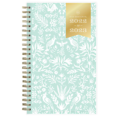 Day Designer Weekly/Monthly Planner, 5" x 8", Enchanted Forest Mint, July 2022 To June 2023, 136666