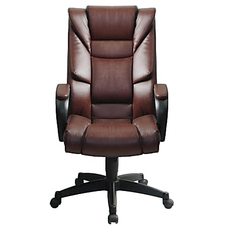 Zeplin High-Back Vinyl Chair, 48 4/5"H x 26 3/8"W x 28 1/2"D, Brown