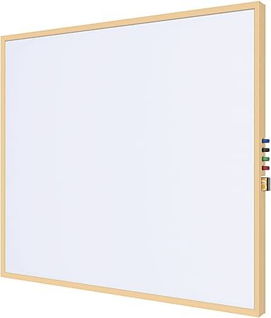 Ghent Impression Non-Magnetic Dry-Erase Whiteboard, Porcelain, 22-15/16” x 35-1/4”, White, Maple Wood Frame