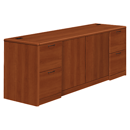 HON® 10700 Series Laminate Double Full-Pedestal Credenza With Doors, Cognac