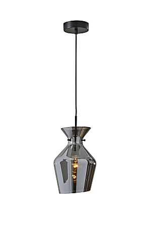 Adesso Tate Chandelier Pendant Lamp, 8”W, Mirrored Smoked Glass Shade/Black Base