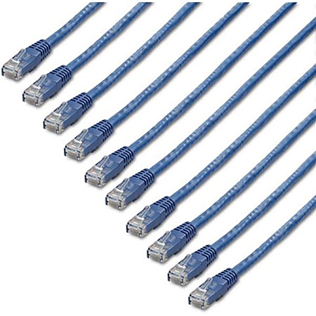 StarTech.com 1 ft. CAT6 Ethernet cable - 10 Pack - ETL Verified - Blue CAT6 Patch Cord - Molded RJ45 Connectors - C6PATCH1BL10PK