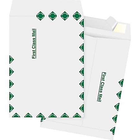Business Source DuPont Tyvek 1st Class Envelopes - Document - 12" Width x 15 1/2" Length - Peel & Seal - Tyvek - 100 / Box - White