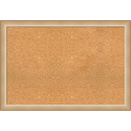 Amanti Art Rectangular Non-Magnetic Cork Bulletin Board, Natural, 39” x 27”, Eva Ombre Gold Narrow Plastic Frame