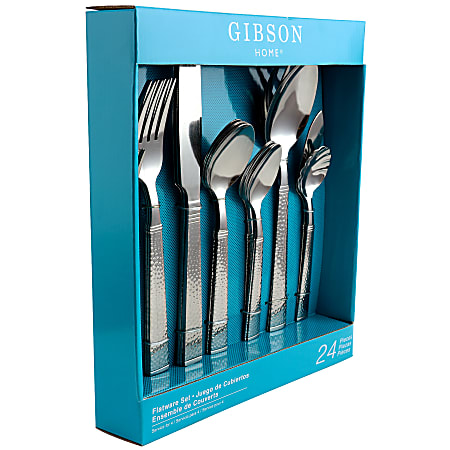 24 Piece Silverware Flatware Cutlery Set, Stainless Steel Utensils Service for