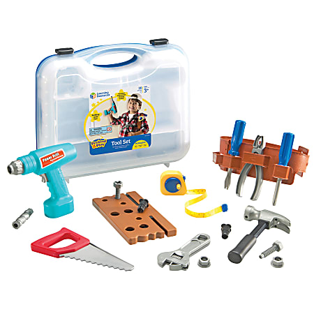 Learning Resources® Pretend & Play® Work Belt Tool Set, 12"H x 14"W x 3 1/2"D , Grades Pre-K - 3