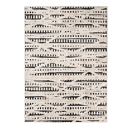 Anji Mountain Area Rug, 5' x 7', Ivory/Black Striped Bricks