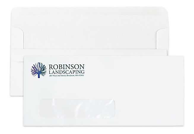 Self-Seal, Single Window Business Envelopes,  4-1/8" x 9-1/2", Full-Color, Custom #10, Box Of 250