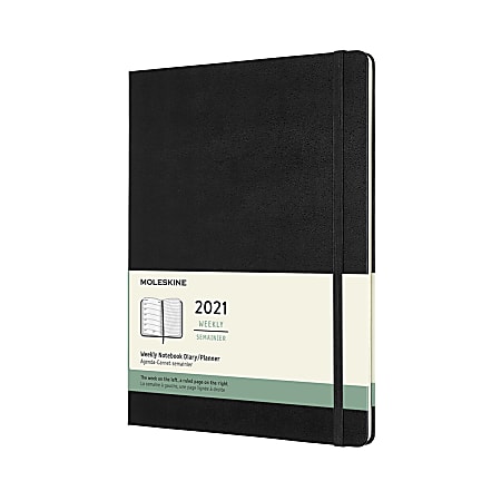 Moleskine Hard Cover Weekly Planner, 7-1/2" x 9-3/4", Black, January to December 2021, 8053853606433