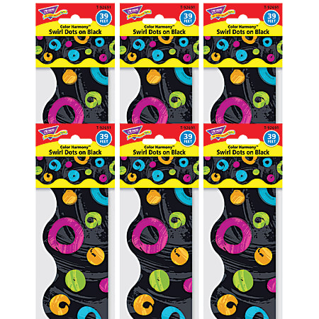 TREND Color Harmony™ Swirl Dots on Black Terrific Trimmers®, 39 Feet Per Pack, 6 Packs