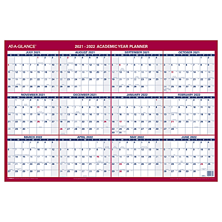 AT-A-GLANCE® Horizontal Reversible Erasable Academic/Regular-Year Wall Calendar, 36" x 24", PM200S28