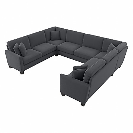 Bush® Furniture Flare U-Shaped Sectional Couch, 35-3/4”H x 125”W x 99-1/16”D, Dark Gray Microsuede Fabric, Standard Delivery