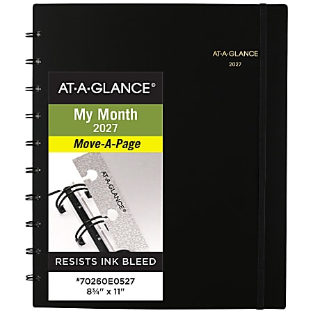 AT-A-GLANCE® Move-A-Page 2027 Monthly Planner, Black, Large, 8 3/4" x 11"