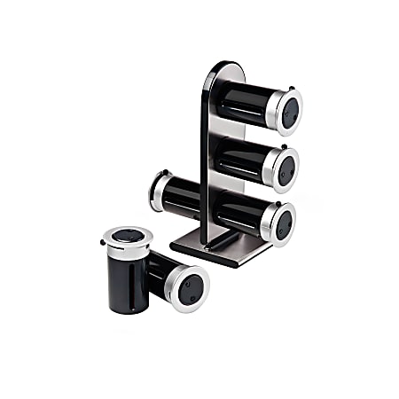 Honey-Can-Do Zero Gravity™ Countertop Magnetic Spice Stand, 7 1/4"H x 9 3/8"W x 3 1/4"D, Black/Silver