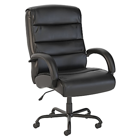 Bush Business Furniture Soft Sense Big and Tall Bonded Leather High-Back Office Chair, Black, Premium Installation