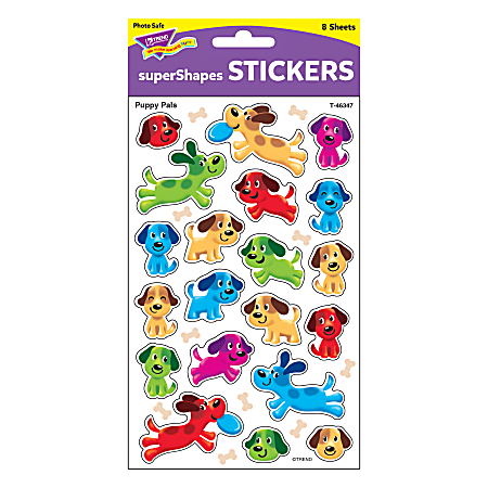 TREND Puppy Pals superShapes® Stickers, Large, Multicolor, Pack