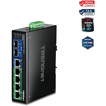 TRENDnet 6-Port Hardened Industrial Unmanaged Gigabit 10/100/1000Mbps DIN-Rail
