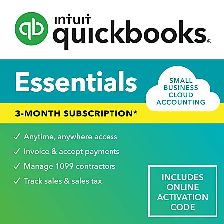 QuickBooks Online Essentials, 2023, 3-Month Subscription, Windows®, Download