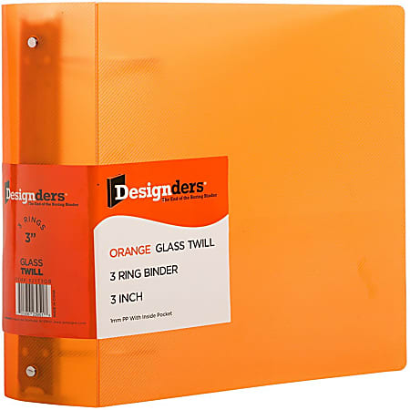 JAM PAPER 3 Ring Plastic Binder, 3 inch, Orange, Sold Individually