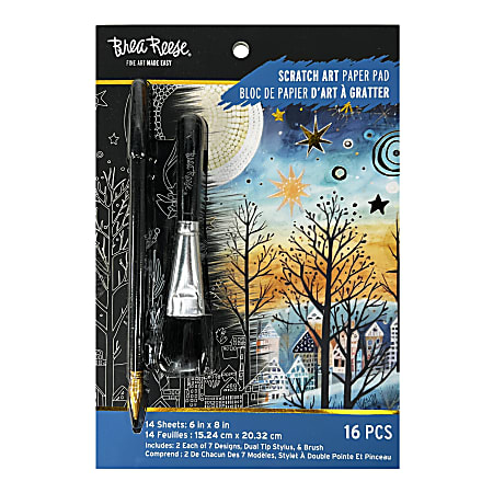 Brea Reese Scratch Art Pad, 6" x 8", Boho Landscapes