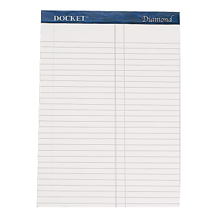 TOPS® Docket® Diamond 100% Recycled Writing Pads, 8 1/2" x 11", Litigation Ruled, 50 Sheets, Ivory, Pack Of 2 Pads