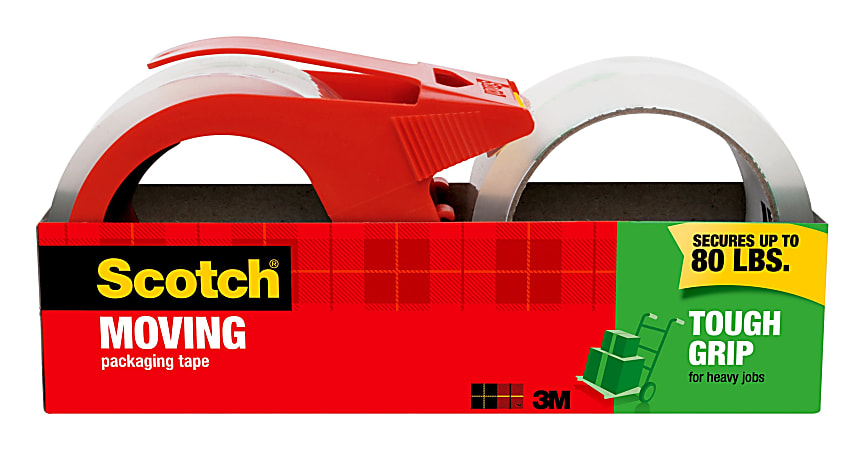 Scotch® Tough Grip Moving Packaging Tape 3500S-21RD-3GC, 1.88 in x 38.2 yd (48 mm x 35 m) 2 pack