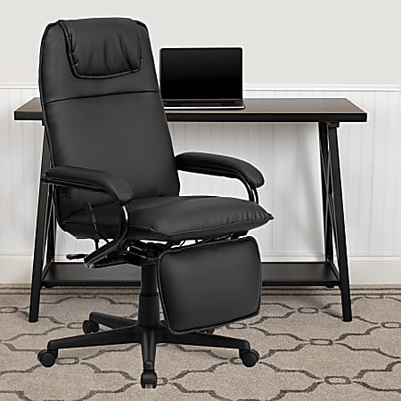 Lucklife Black PU Leather Office Chair with Footrest Big and Tall