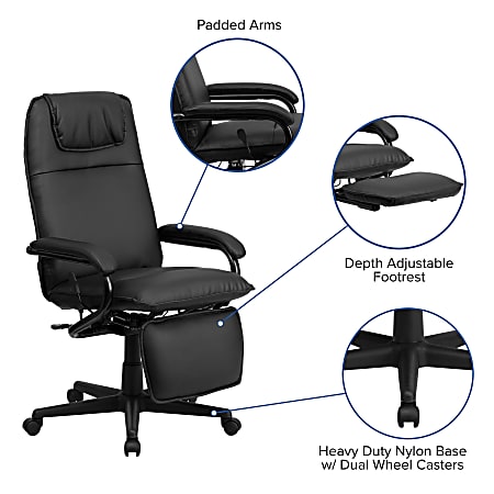 Lucklife Black PU Leather Office Chair with Footrest Big and Tall