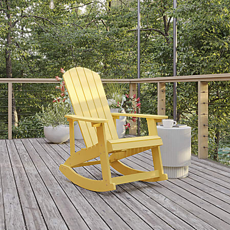 Flash Furniture Savannah All-Weather Adirondack Rocking Chair, Yellow