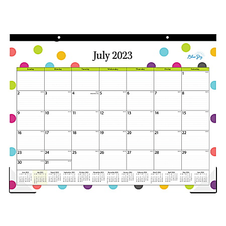 2023-2024 Blue Sky™ Monthly Academic Desk Pad Calendar, 22" x 17", Teacher Dots, July 2023 to June 2024, 105496-A