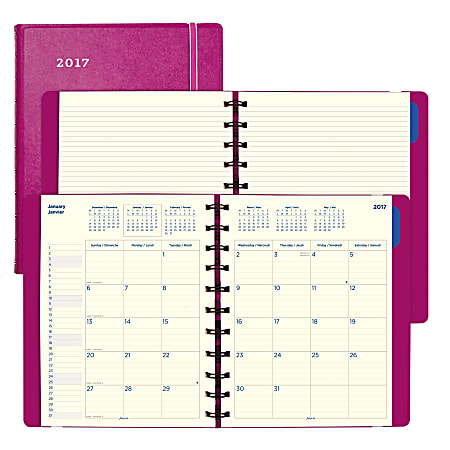 Filofax® Monthly Planner With 40 Removable Note Pages, 10 7/8"H x 8 1/2"W, 30% Recycled, Fuchsia, September 2016-December 2017