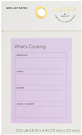 Noted By Post-it® Meal Planning Notes, 4” x