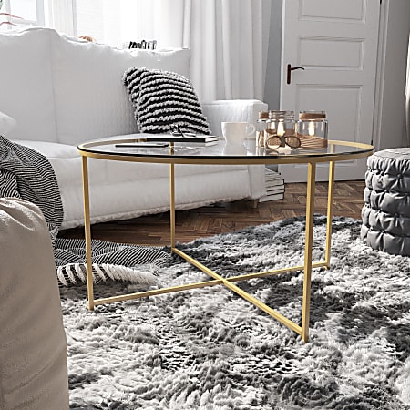 Flash Furniture Round Glass Coffee Table 19 14 H x 35 12 W x 35 12