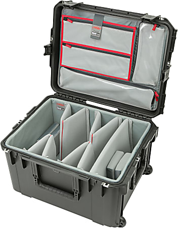 SKB Cases iSeries Protective Case With Padded Dividers And Wheels, 12-3/8” x 21” x 16”, Gray