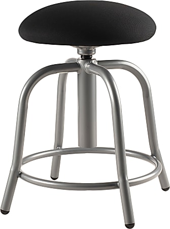 National Public Seating® 18", 25"H Adjustable Designer Stool, 3" Padded Black Fabric Seat, Grey Frame