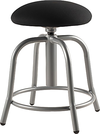 National Public Seating® 18" - 25" Height Adjustable Designer Stool, 3" Padded Black Fabric Seat, Grey Frame