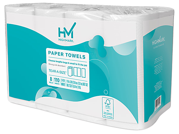 Highmark® Tear-A-Size® Kitchen 2-Ply Paper Towels, 5", 110