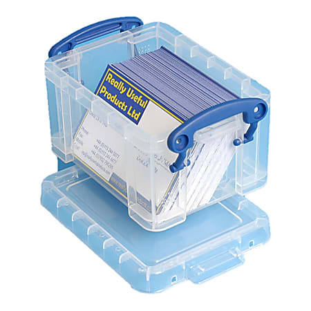 Really Useful Box® Plastic Storage Container With Built-In Handles And Snap Lid, 0.3 Liter, 4 3/4" x 3 1/4" x 2 1/2", Clear