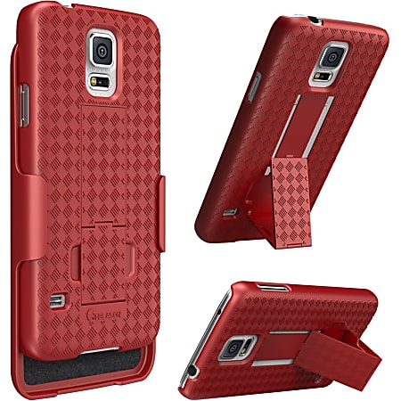 i-Blason Transformer Carrying Case (Holster) Smartphone - Red - Fingerprint Resistant, Shatter Resistant, Drop Resistant - Rubber - Textured - Holster, Belt Clip
