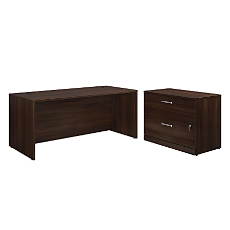 Sauder® Affirm 72"W Desk With 2-Drawer Locking Lateral File, 72" x 30", Noble Elm