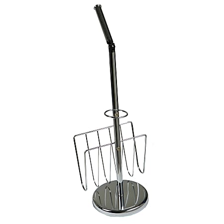 Mind Reader Stainless-Steel Toilet Paper Holder with Magazine Holder, 21 11/16"H x 11"W x 8 11/17"D, Silver