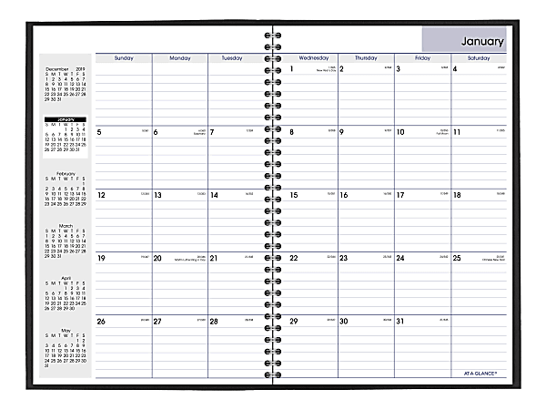 AT-A-GLANCE® DayMinder® 15-Month Monthly Planner, 8" x 12", Black, December 2019 to February 2021