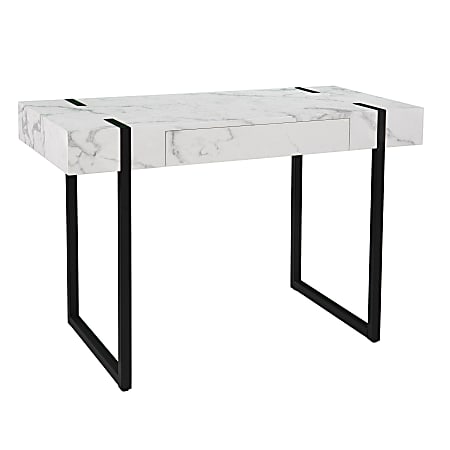 SEI Furniture Rangley Modern 46"W Faux Marble Writing Desk, Black/White