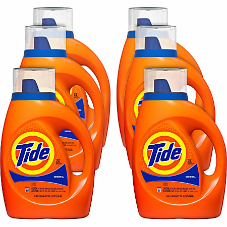 Tide Original Laundry Detergent - Concentrate Liquid - 46 fl oz (1.4 quart) - Original Scent - 6 / Carton - Blue