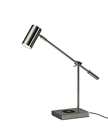 Adesso® Collette Wireless Charging Desk Lamp, 12-1/4"H, Brushed Steel