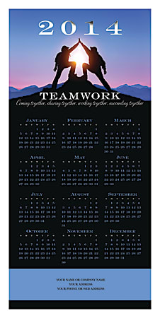 Taylor Personalized Calendar Cards, 7 7/8" x 5 5/8", Succeeding Together, Box Of 25