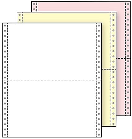 Paris Printworks Professional Multi-Use Printer & Copy Paper, White/Canary/Pink, 9 1/2" x 5 1/2", 2000 Forms Per Case, 13 Lb