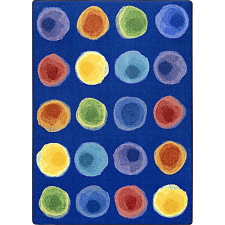 Joy Carpets Kids' Essentials Rectangle Area Rug, 5-1/3' x 7-33/50', Watercolor Spots™ Rainbow