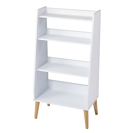SEI Furniture Berritza 45"H 4-Shelf Midcentury Modern Bookshelf, White/Natural